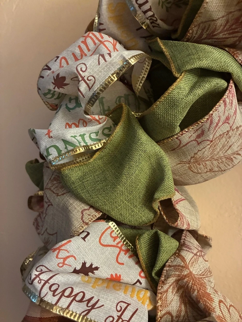 Handmade Autumn Fall Fabric Wreath 18 inch